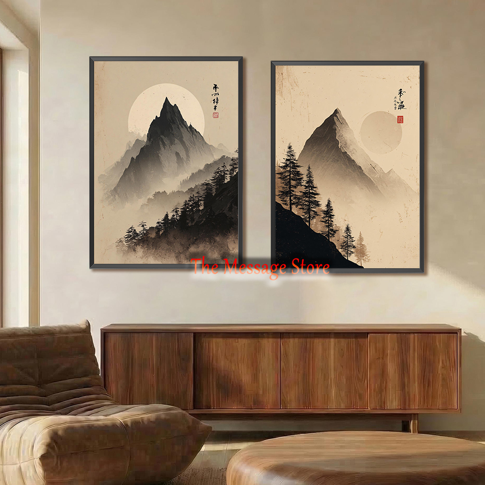 Japanese Traditional Lifestyle - Minimalist Japanese Landscape Poster Mount Fuji