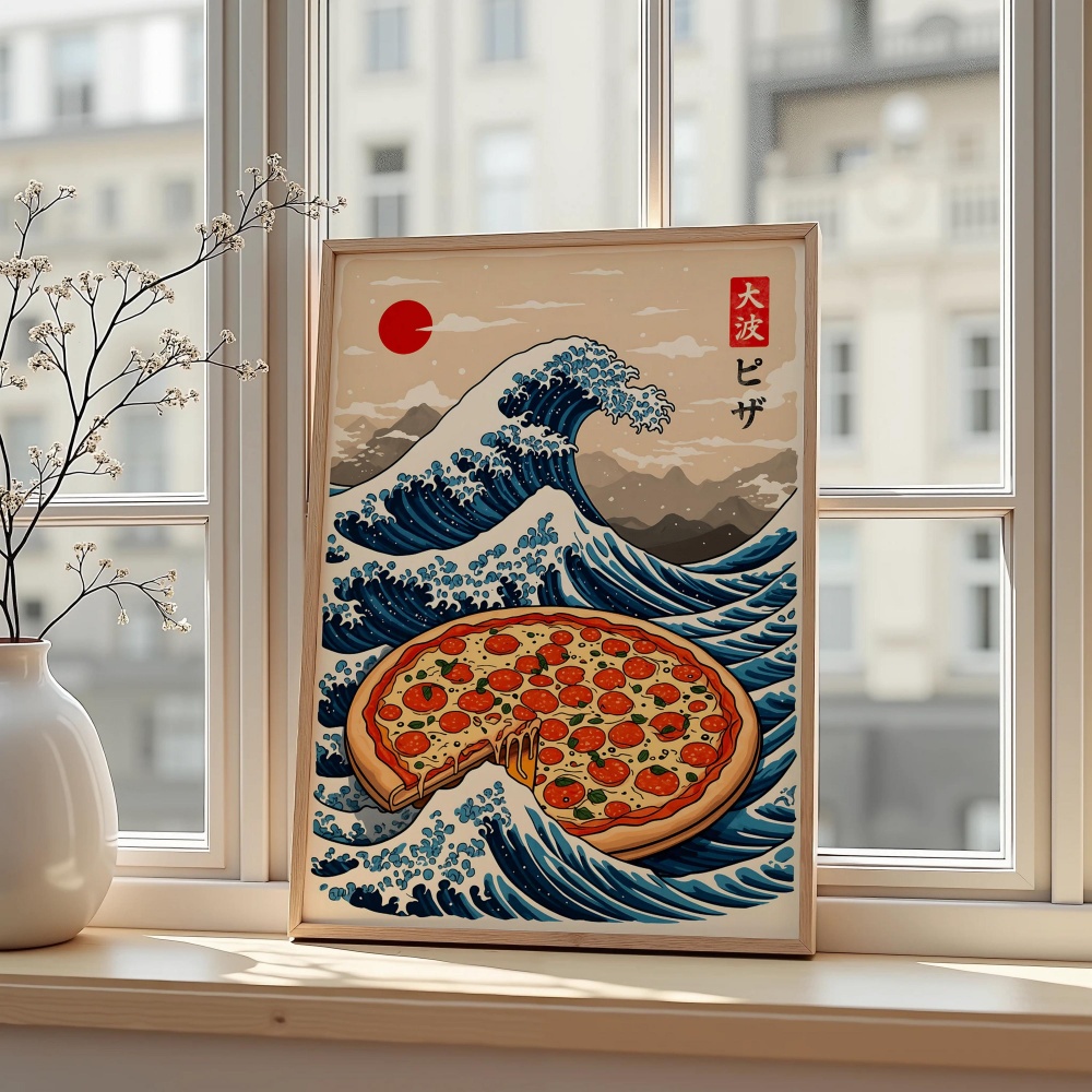 Japanese Pizza Wave Art Print  - Japanese Lifestyle And Food ulasan dan harga