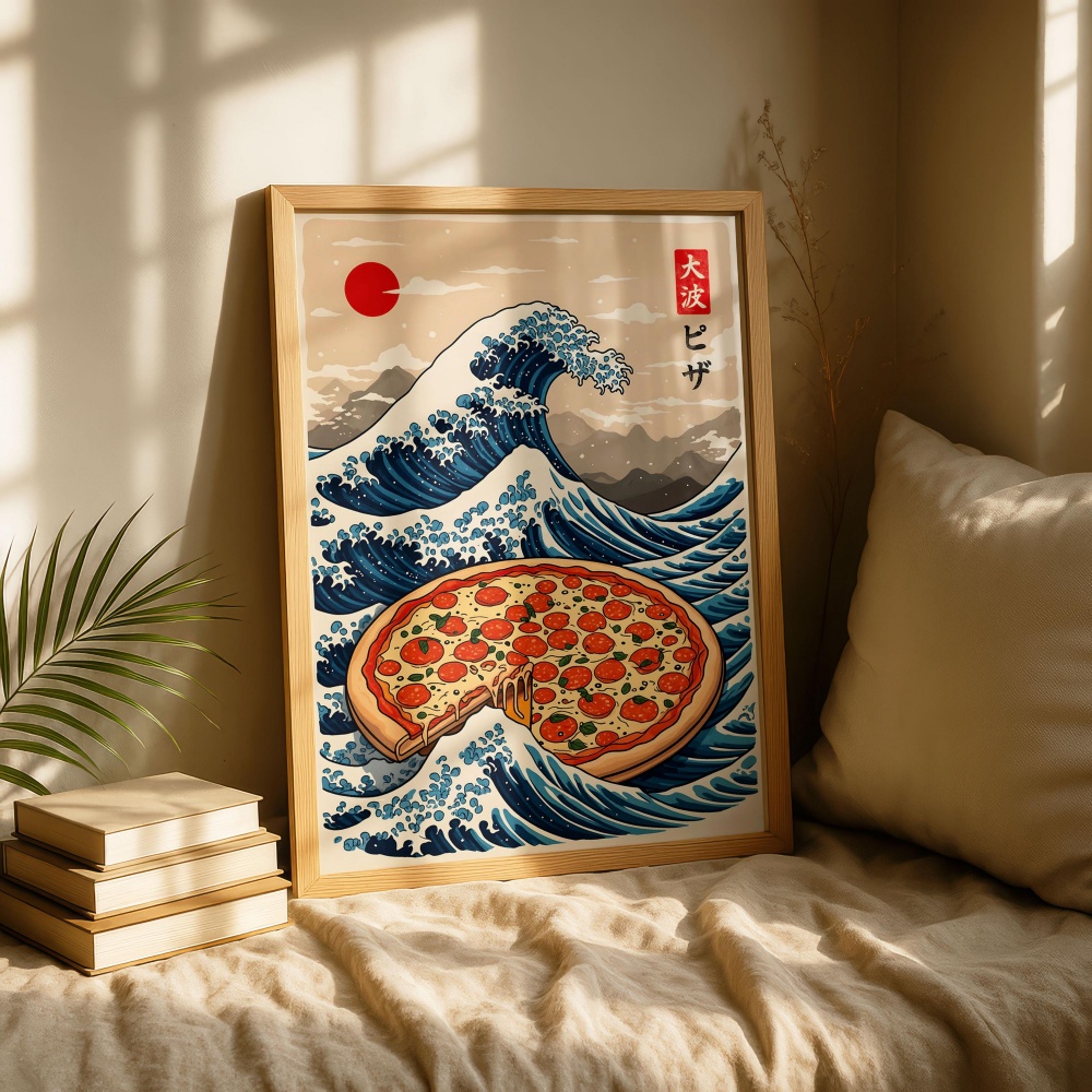 Japanese Pizza Wave Art Print  - Japanese Lifestyle And Food ulasan dan harga