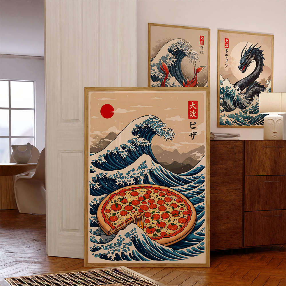Japanese Pizza Wave Art Print  - Japanese Lifestyle And Food ulasan dan harga