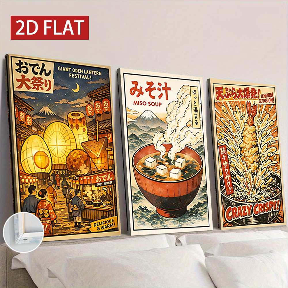 3 Counts Wooden Framed Canvas  - Japanese Lifestyle And Food ulasan dan harga
