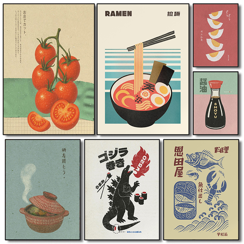 Japan Food Art Poster Retro Ja - Japanese Lifestyle And Food ulasan dan harga