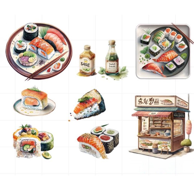Japanese Food Sushi Sticker 3D - Japanese Lifestyle And Food ulasan dan harga