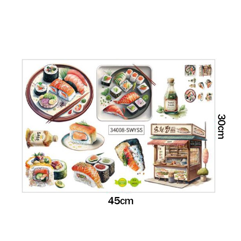 Japanese Food Sushi Sticker 3D - Japanese Lifestyle And Food ulasan dan harga